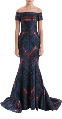 Off-the-Shoulder Lurex Jacquard Gown