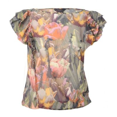 Olive Green Barvi Floral Tulip Print T-Shirt