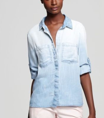 Ombre Split Back Button Front Shirt