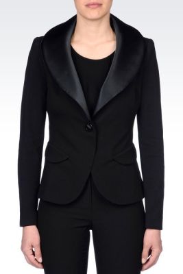 One Button Satin Neckline Jacket