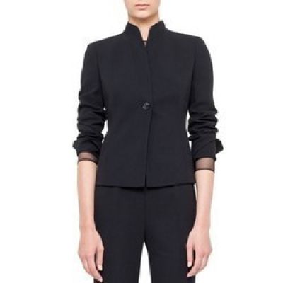 One-Button Jacket with Mandarin Collar