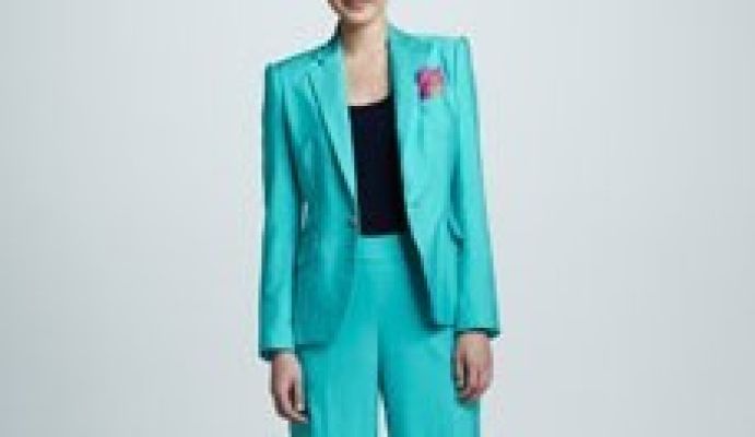 One-Button Jennison Suit Jacket, Cashmere Jersey Tank & Dalphine Cuffed Wide-Leg Pants