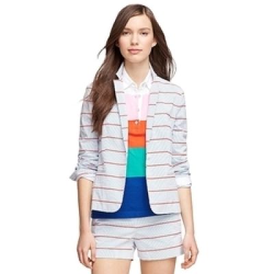 One-Button Seersucker Jacket