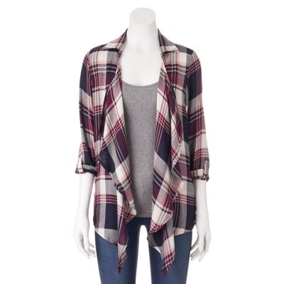 Open Front Flannel Cardigan