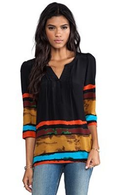 Painted Stripe Peasant Kutra Top