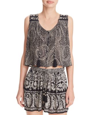 Paisley Button Front Tank