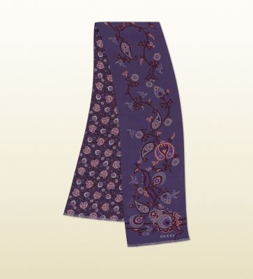 Paisley Print Double Sided Silk Scarf