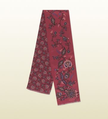 Paisley Print Double-Sided Silk Scarf