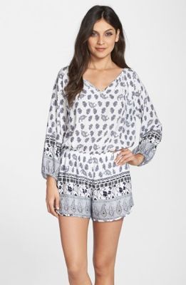 Paisley Print Long Sleeve Romper