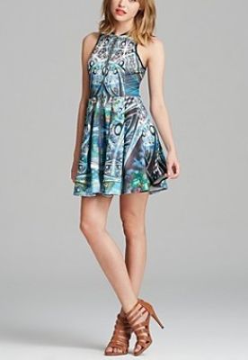 Paisley Print Scuba Zip Front Racerback