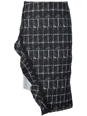 panelled asymmetric hem skirt