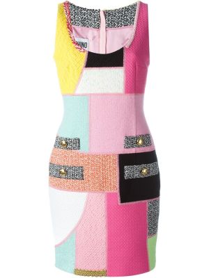 panelled patchwork tweed dress