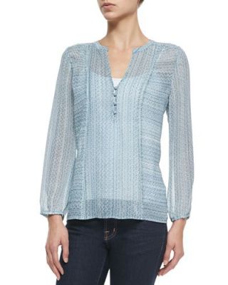 Parmena Printed Sheer Silk Blouse