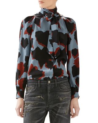 Patchwork Fox Fur Jacket, Leaves Print Silk Shirt & Stone Washed Stretch Denim Pant
