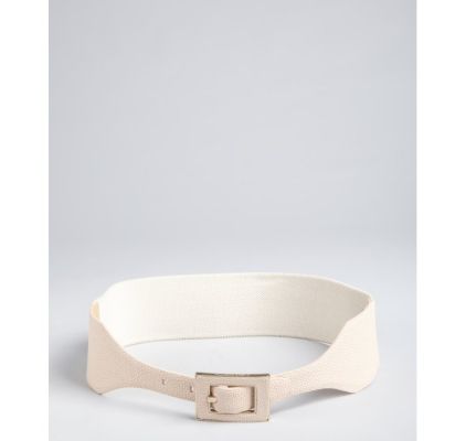 Peach Stingray Embossed Leather Stretch Belt