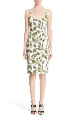 Peacock Print Sheath Dress