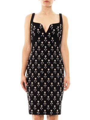 Pearl And Crystal Embellished Wool Dress