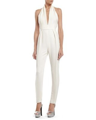 Pearl White Silk Cady Jumpsuit