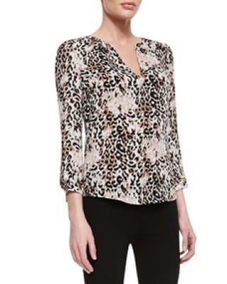 Pearline Silk Leopard-Print Blouse