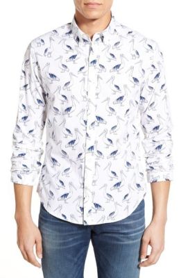'Pelican Party' Slim Fit Poplin Sport Shirt