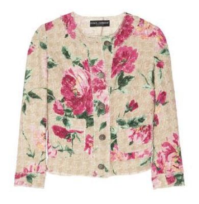 Peony-print woven cotton-blend jacket