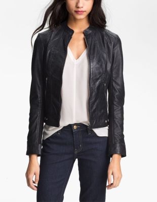 Perforated Leather Moto Jacket
