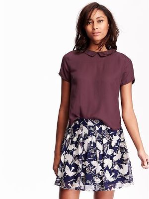 Peter Pan Collar Crepe Tops