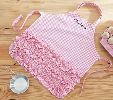 Pink Ruffle Gingham Apron