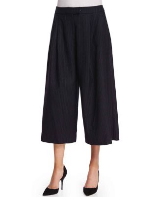 Pinstripe Culotte Pants, Navy