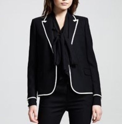 Piped peak lapel blazer																						Piped Peak-Lapel Tuxedo Jacket