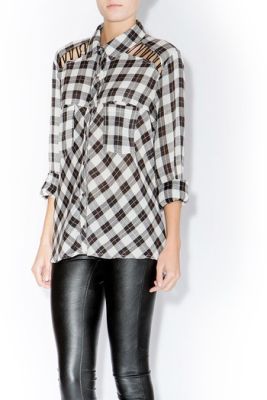 Plaid Lace Up Top