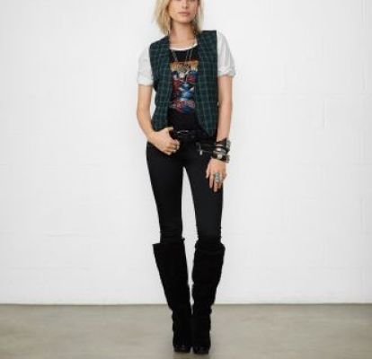 Plaid-Front Vest