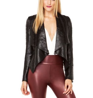 Pleated Bomber Jacket in Black