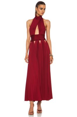 Pleated Cut Out Cross Front Viscose-Blend Dress
