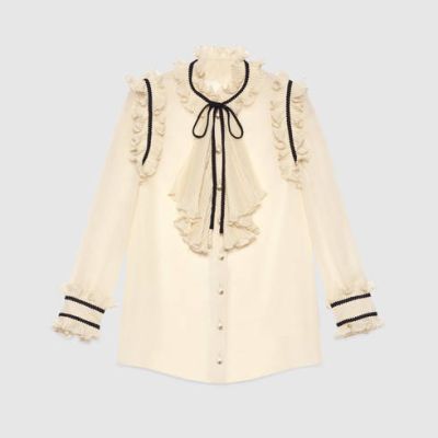Pleated silk georgette shirt