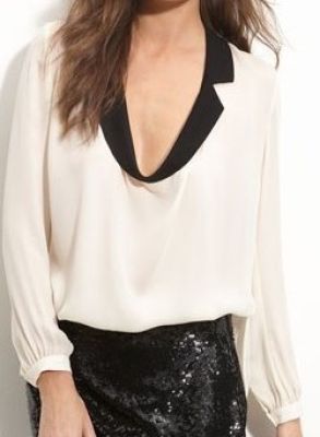 Plunging Cowl Neck Blouse