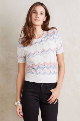 Pointelle Chevron Pullover