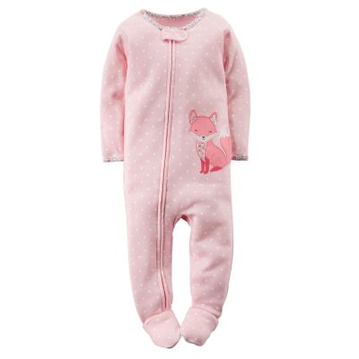 Polka Dot Fox 1-Piece Snug Fit Cotton Pajamas