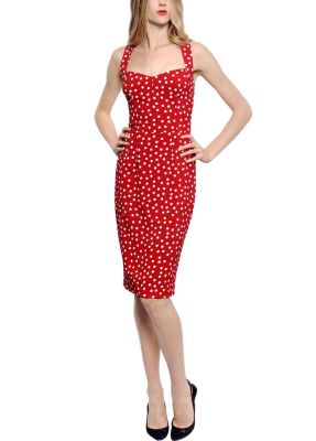 Polka Dot Printed Stretch Cady Dress