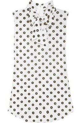 Polka-Dot Silk-Crepe Blouse