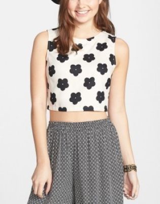 Print Woven Crop Tank