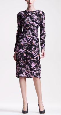 Printed Crepe Long-Sleeve Dress