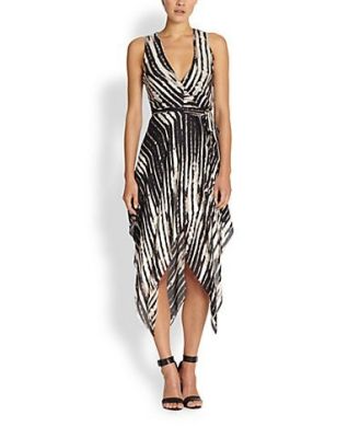 Printed Handkerchief Wrap Dress