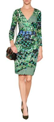 Printed Jersey Dress in Black/Green