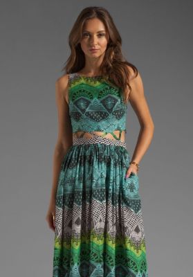 Printed Lattice Waist Dress