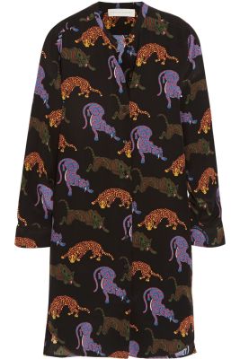 Printed silk mini dress