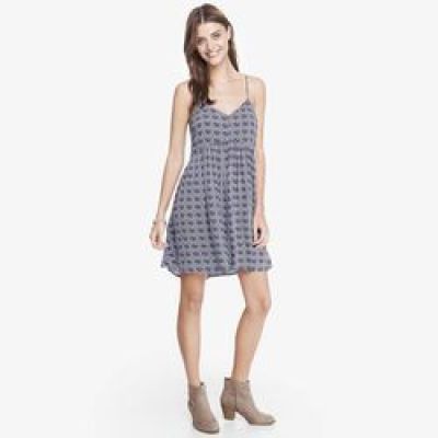 Printed Strappy Trapeze Babydoll Dress
