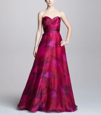 Printed Sweetheart Ball Gown