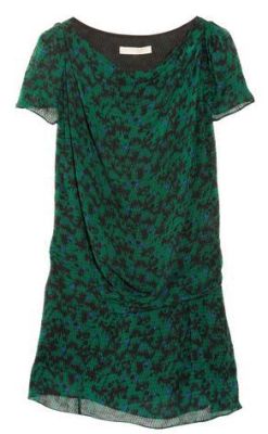 Printed textured silk-chiffon dress