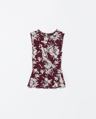Printed Top With Gathered Front